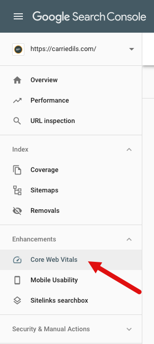 From Google Search Console, go to Enhancements > Core Web Vitals to review desktop and mobile reports.