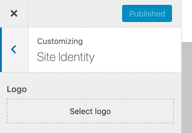 The Select logo option in the Site Identity panel after enabling Genesis Custom Logo support.